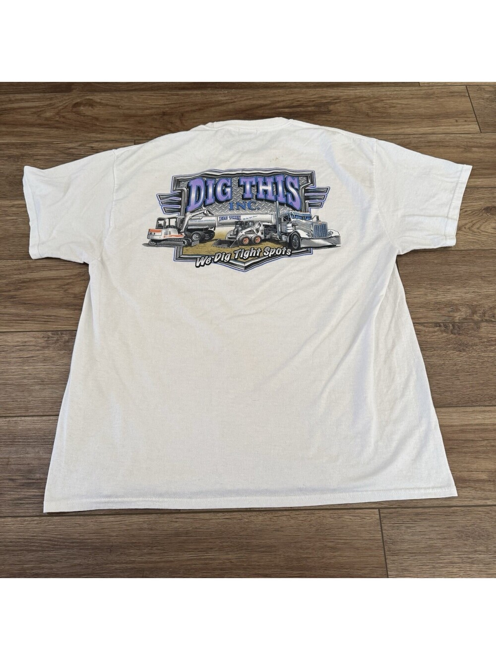 Vintage Dig This Trucker Tractor Shirt Y2K XL White